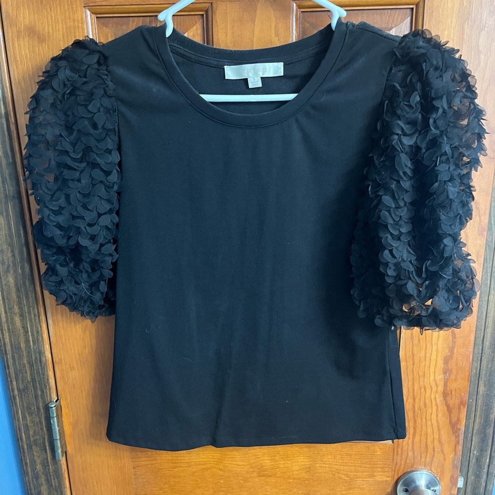 Anthropologie sheer puff sleeve shirt size small